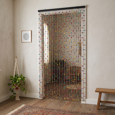 Wooden Beaded Door Curtains Multicolour